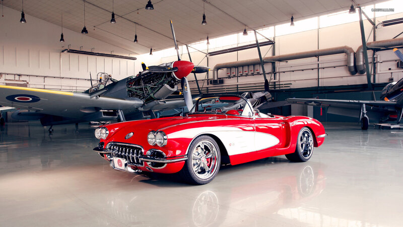 Red Classic Car — Serene, Photograph, Airplane