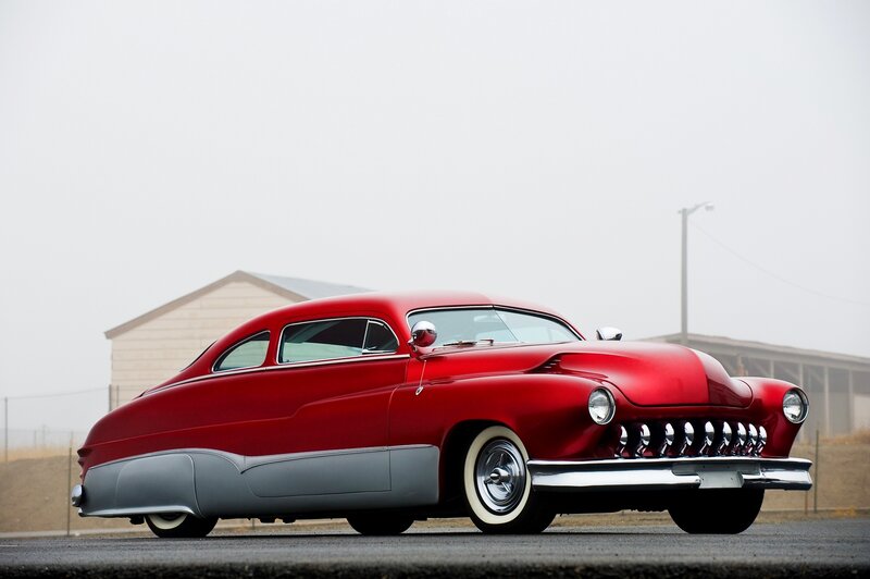 Red Classic Car — Serene, Photograph, Building