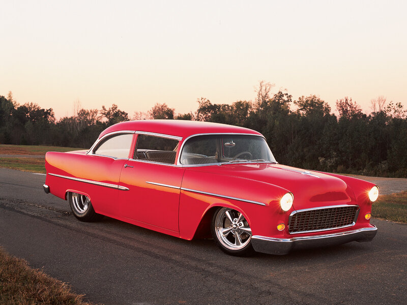 Red Classic Car — Serene, Sunset, Photograph, Road