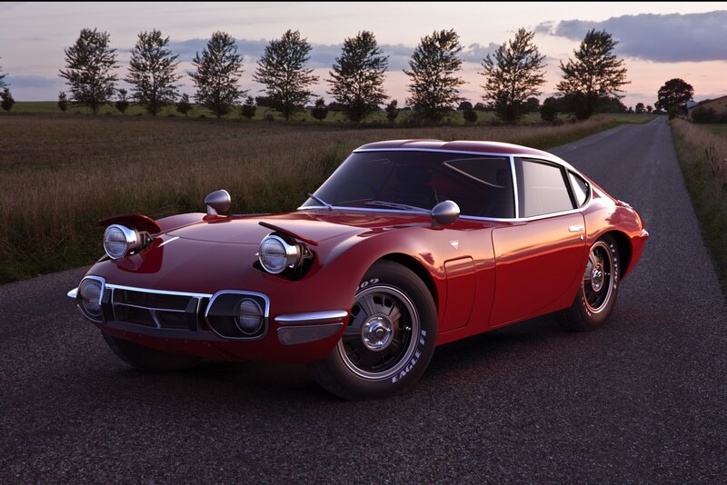 Red Classic Car — Serene, Sunset