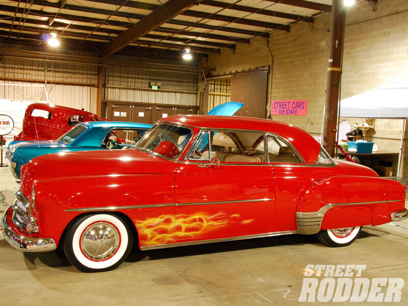 Red Classic Car — Showroom, Photograph, Flame Decals