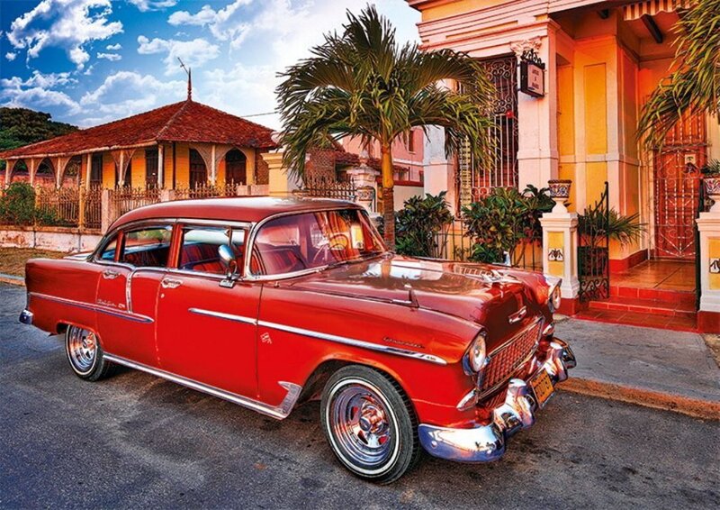Red Classic Car — Sunny, Afternoon