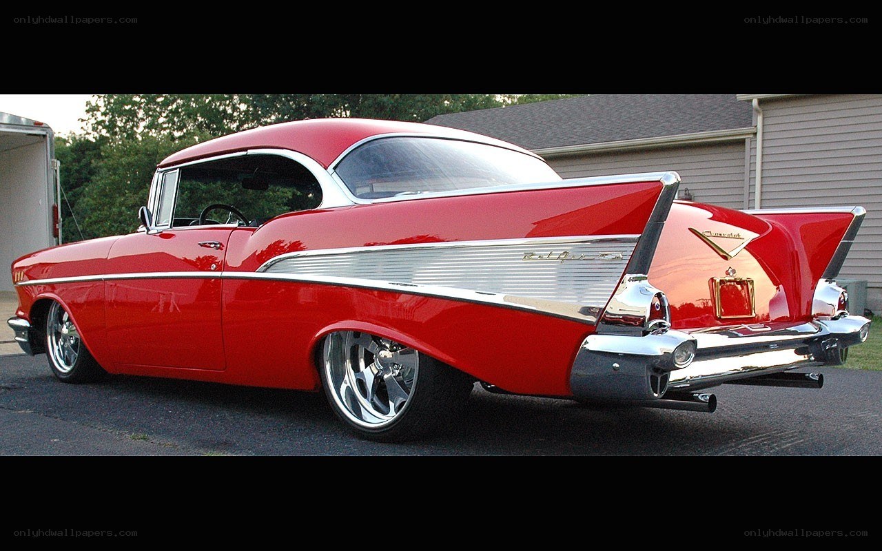 Red classic car with chrome details