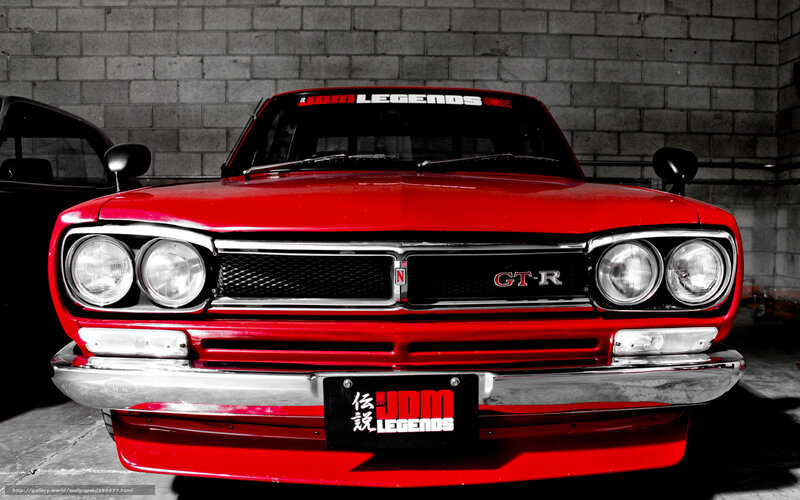 Red classic car with JDM Legends