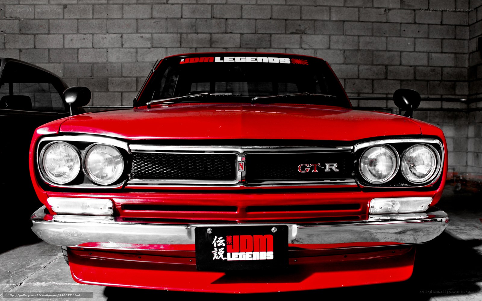 Red classic car with JDM Legends