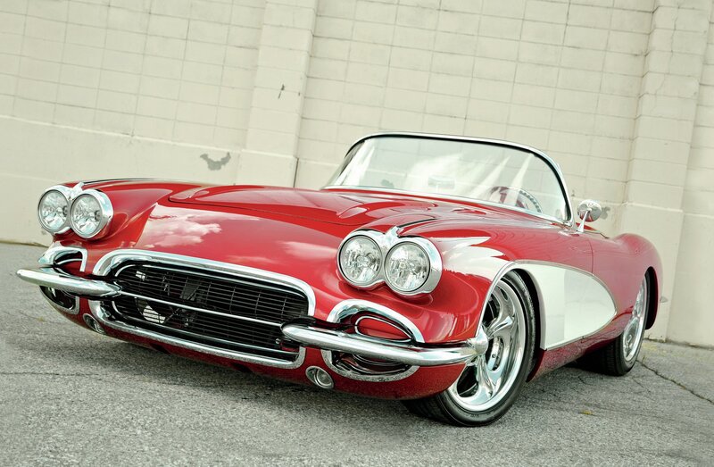 Red Classic Convertible — Calm, Afternoon, Photograph, Car, Wall, Road
