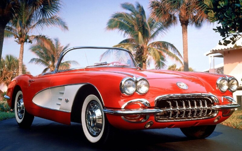 Red Classic Convertible Car — Sunny