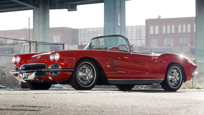 Red Classic Convertible — Dramatic, Afternoon, Photograph, Bridge