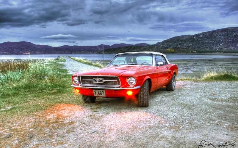 Red Classic Convertible — Dramatic, Afternoon, Photograph, Car