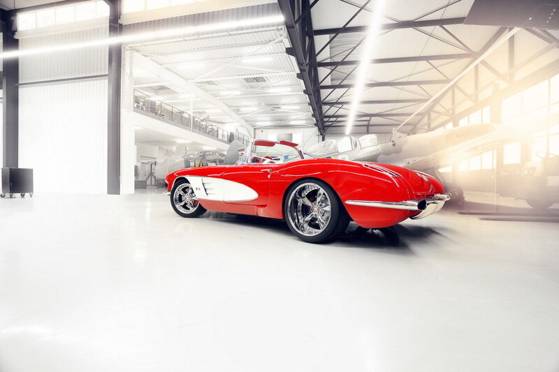 Red Classic Convertible — Dramatic, Photograph, Airplane
