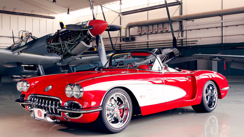 Red Classic Convertible — Dramatic, Photograph