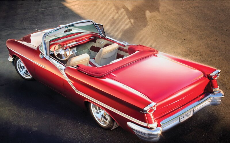 Red Classic Convertible — Dramatic, Sunset, Photograph, Car