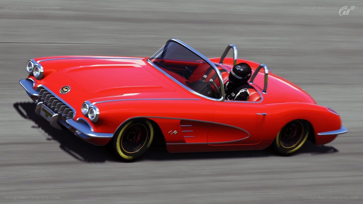 Red classic convertible on track