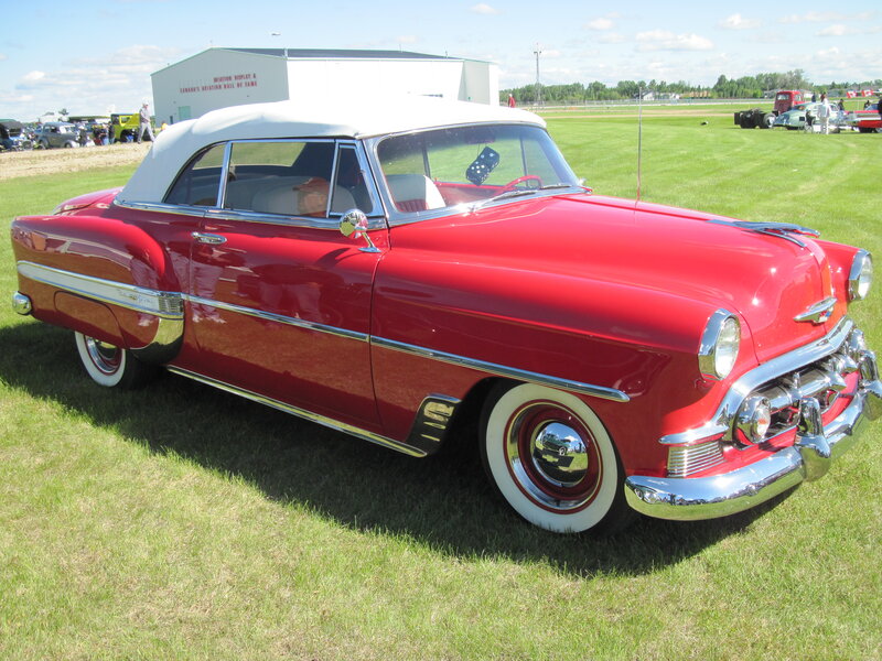 Red Classic Convertible — Outdoor, Afternoon, Photograph, Grass Field
