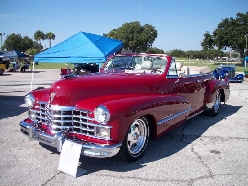 Red Classic Convertible — Outdoor, Afternoon, Photograph, Tents