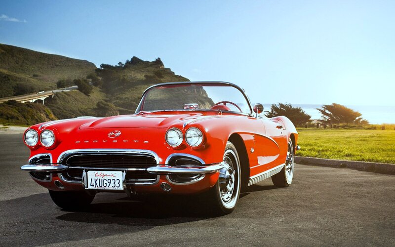 Red Classic Convertible — Serene, Afternoon, Photograph, Car, Coastline
