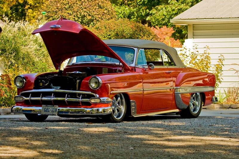 Red Classic Convertible — Serene, Afternoon, Photograph, Car, Hood