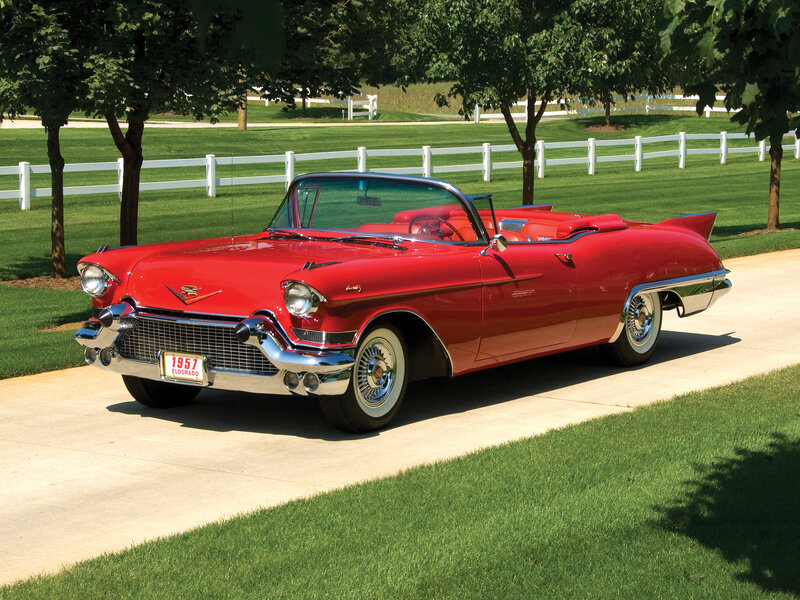 Red Classic Convertible — Serene, Afternoon, Photograph, White Fence