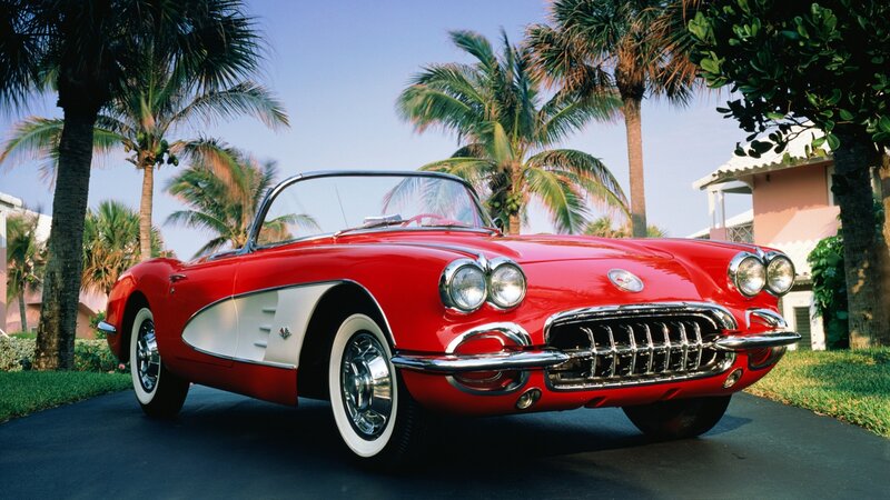 Red Classic Convertible — Sunny, Afternoon