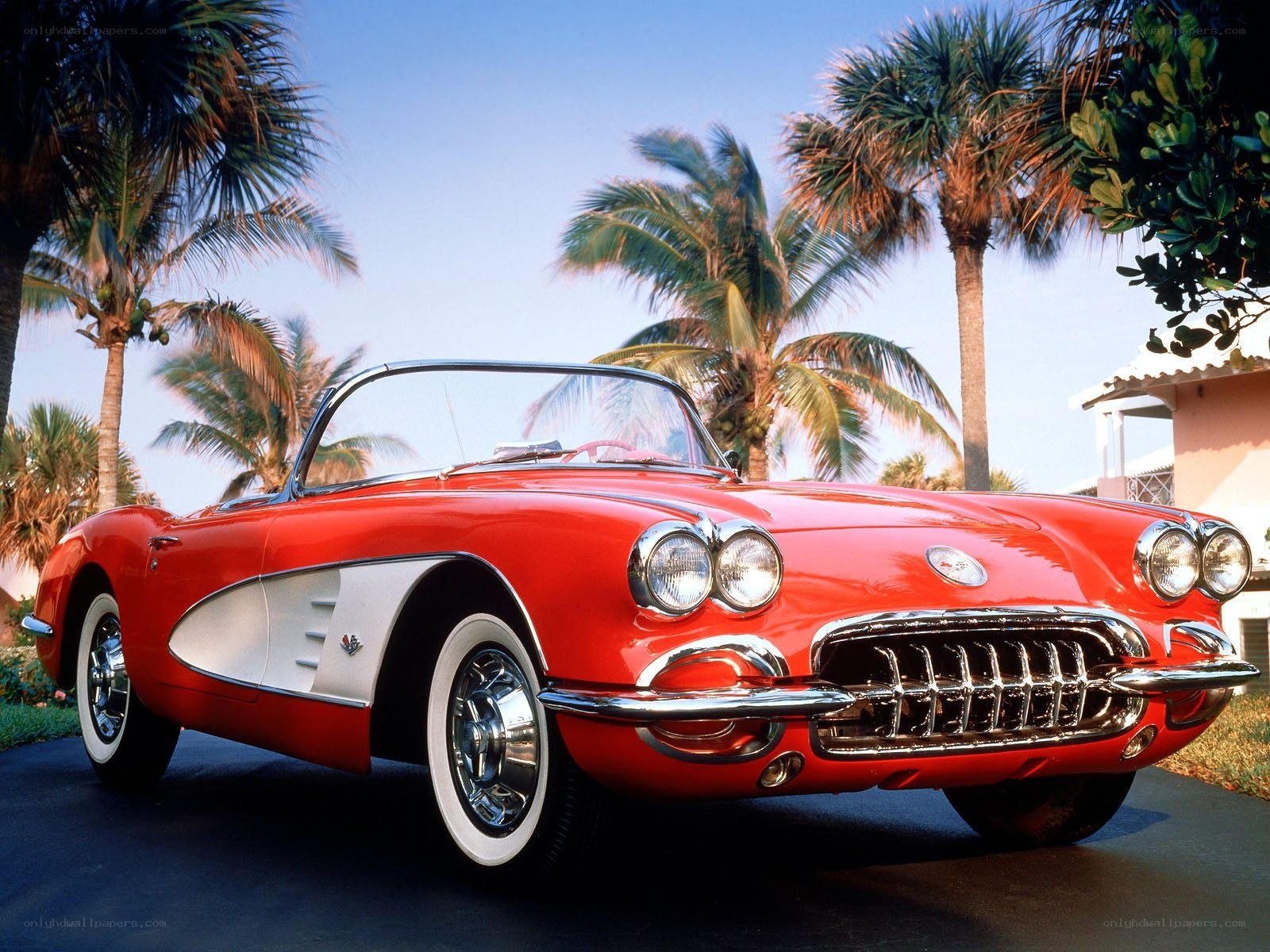 Red classic Corvette convertible