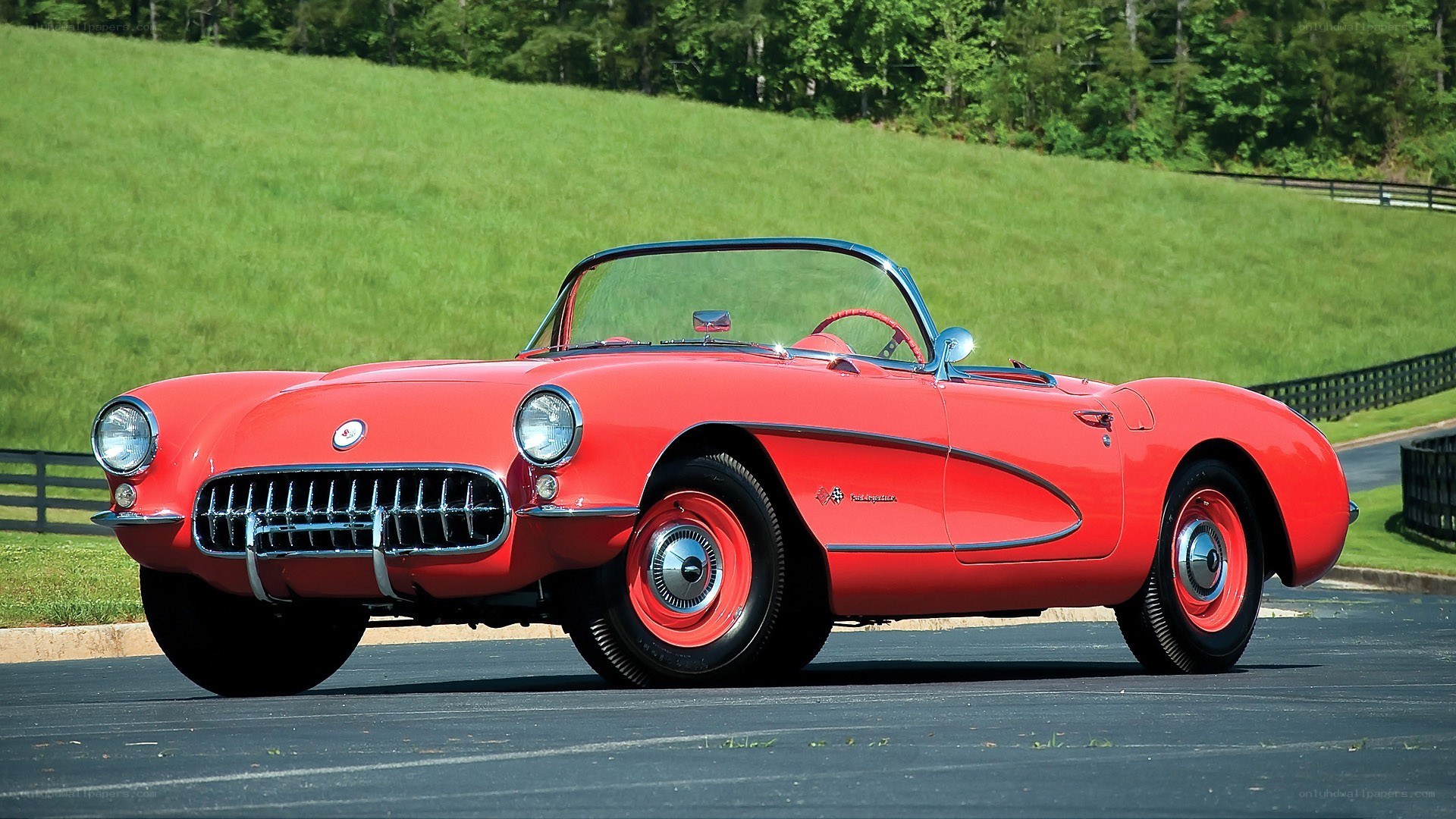Red classic Corvette convertible
