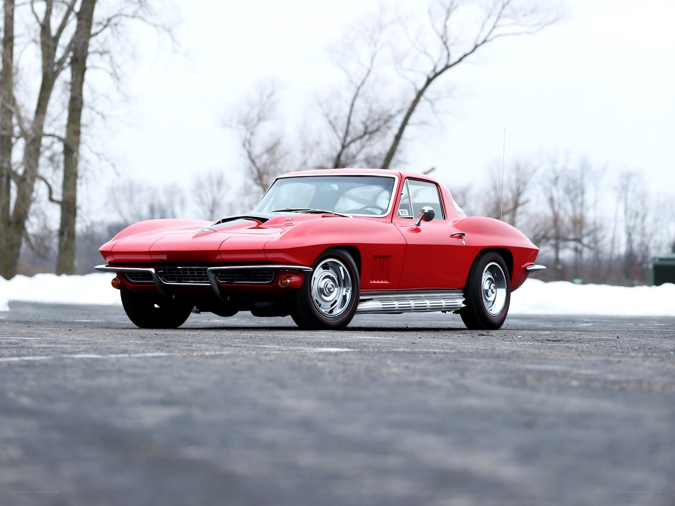Red classic Corvette sports car