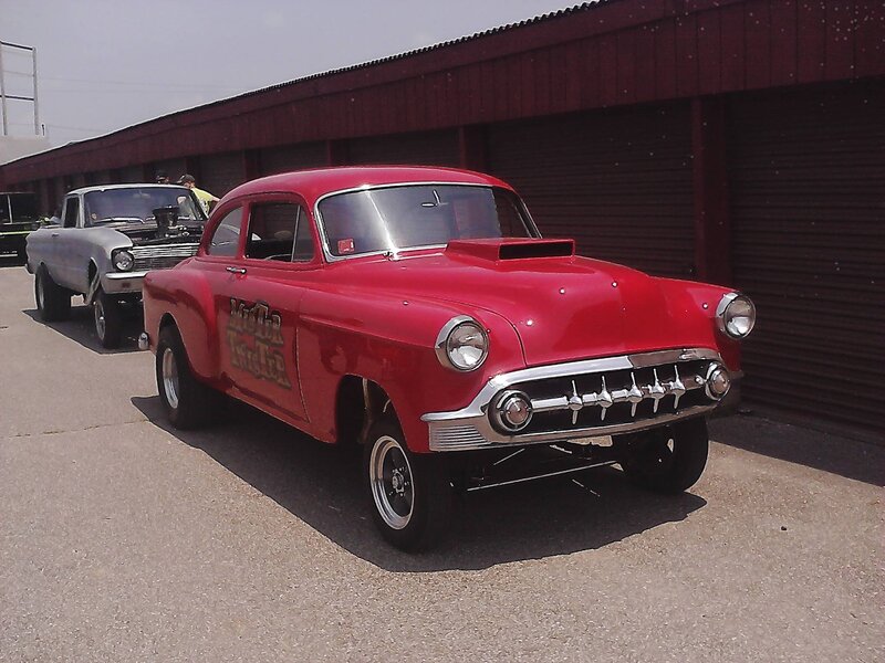 Red Classic Drag Car — Outdoor, Afternoon