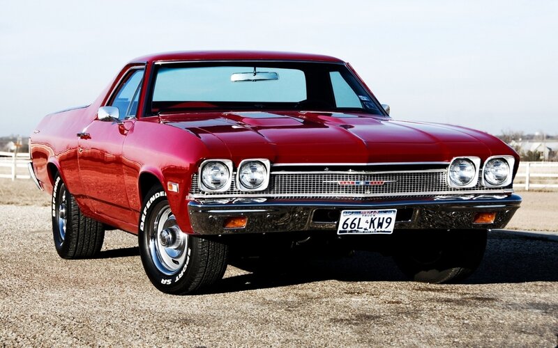 Red classic El Camino truck
