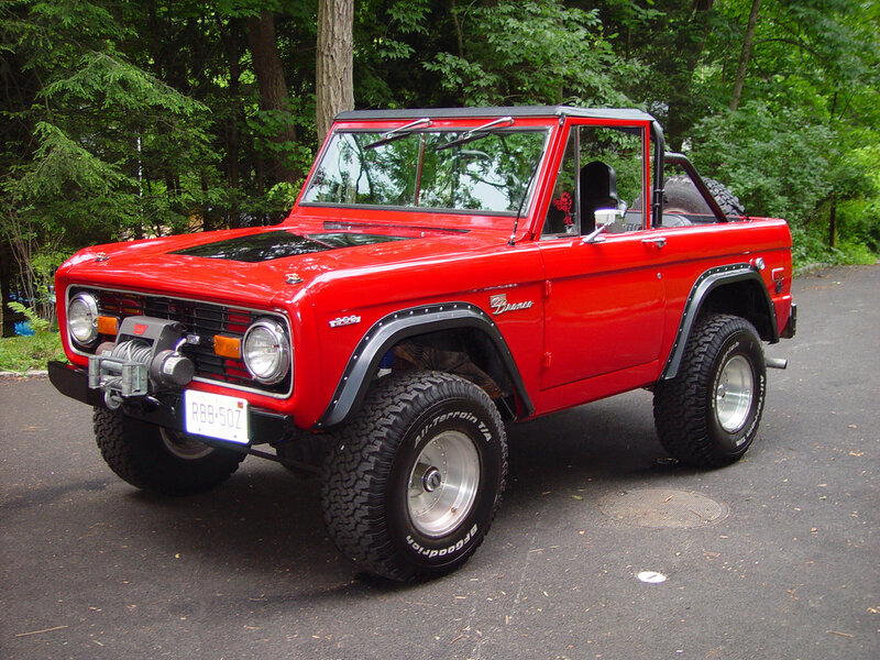 Red classic Ford Bronco