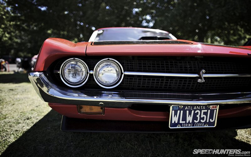 Red classic Ford Cobra front view