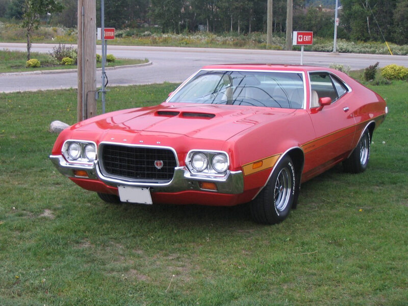 Red classic Ford muscle car