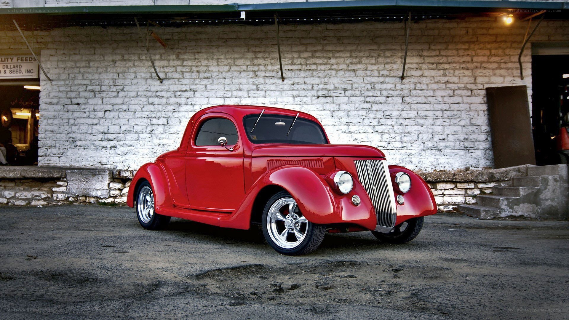 Red classic hot rod car