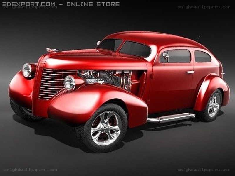 Red classic hot rod car