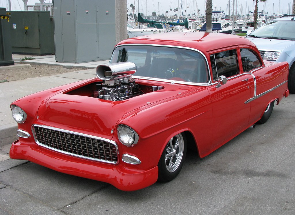 red classic hot rod car