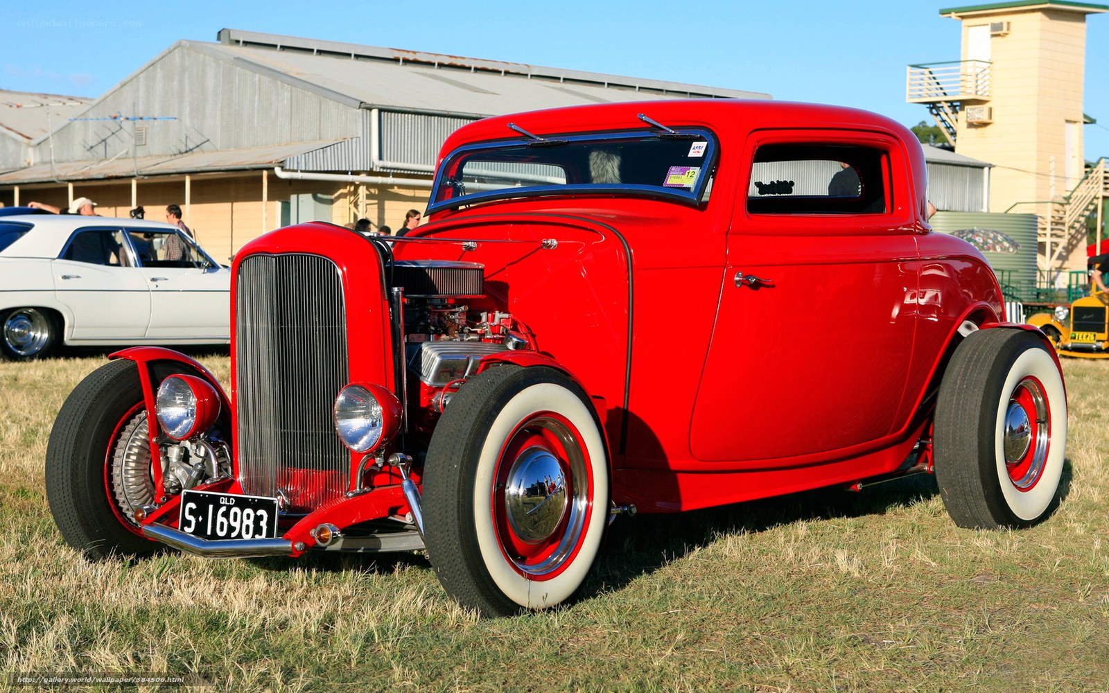 Red classic hot rod car