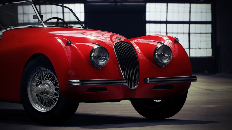 Red classic Jaguar sports car