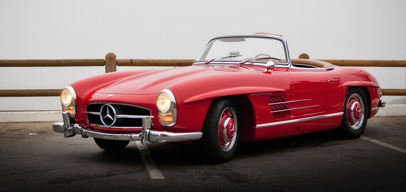Red classic Mercedes-Benz convertible