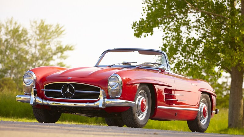 Red classic Mercedes-Benz convertible