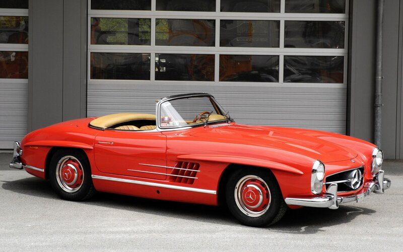 Red classic Mercedes-Benz convertible
