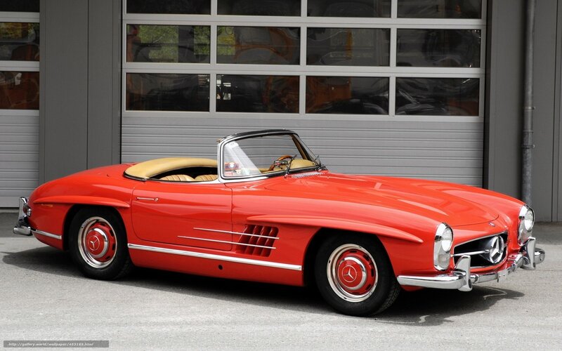 Red classic Mercedes-Benz convertible