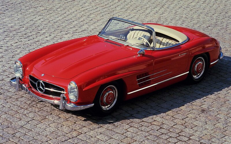 Red classic Mercedes-Benz roadster