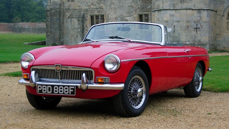 Red classic MG convertible
