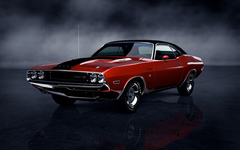 Red classic muscle car