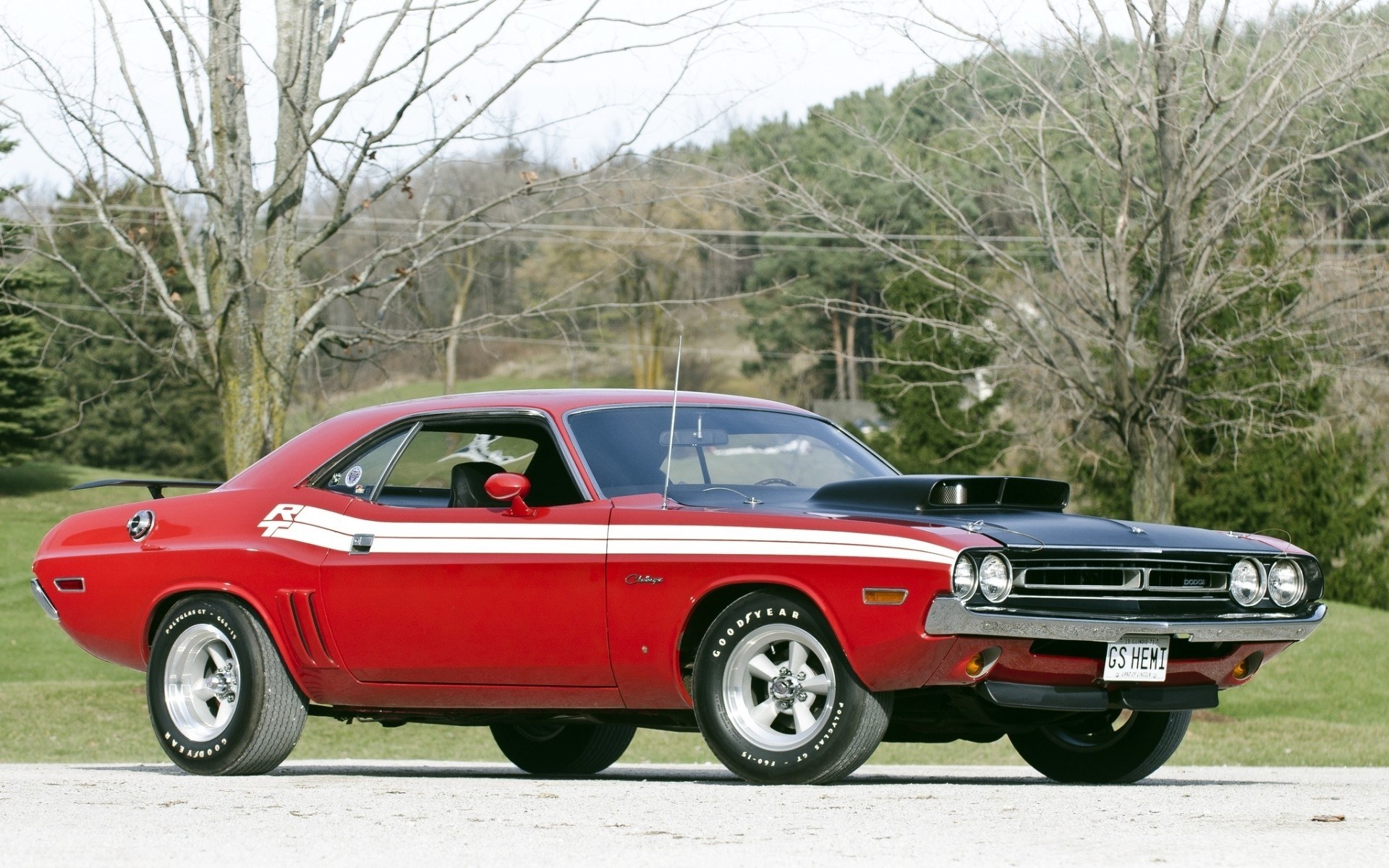 Red classic muscle car