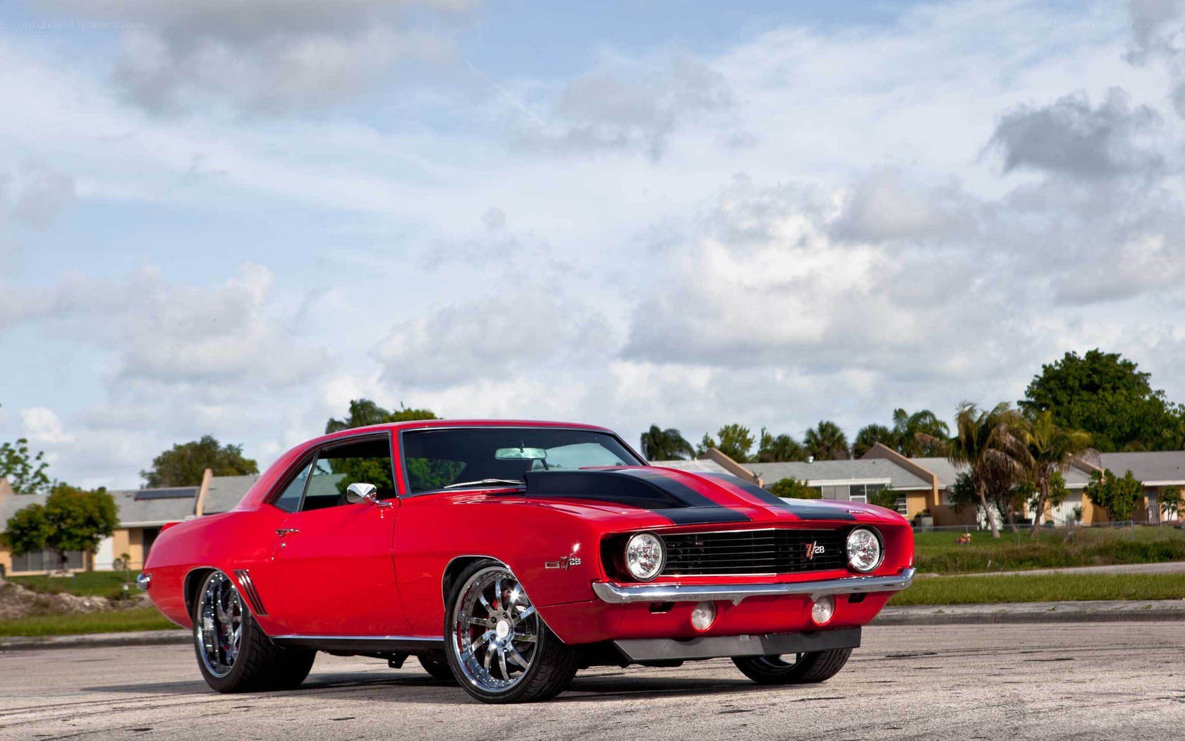 Red classic muscle car