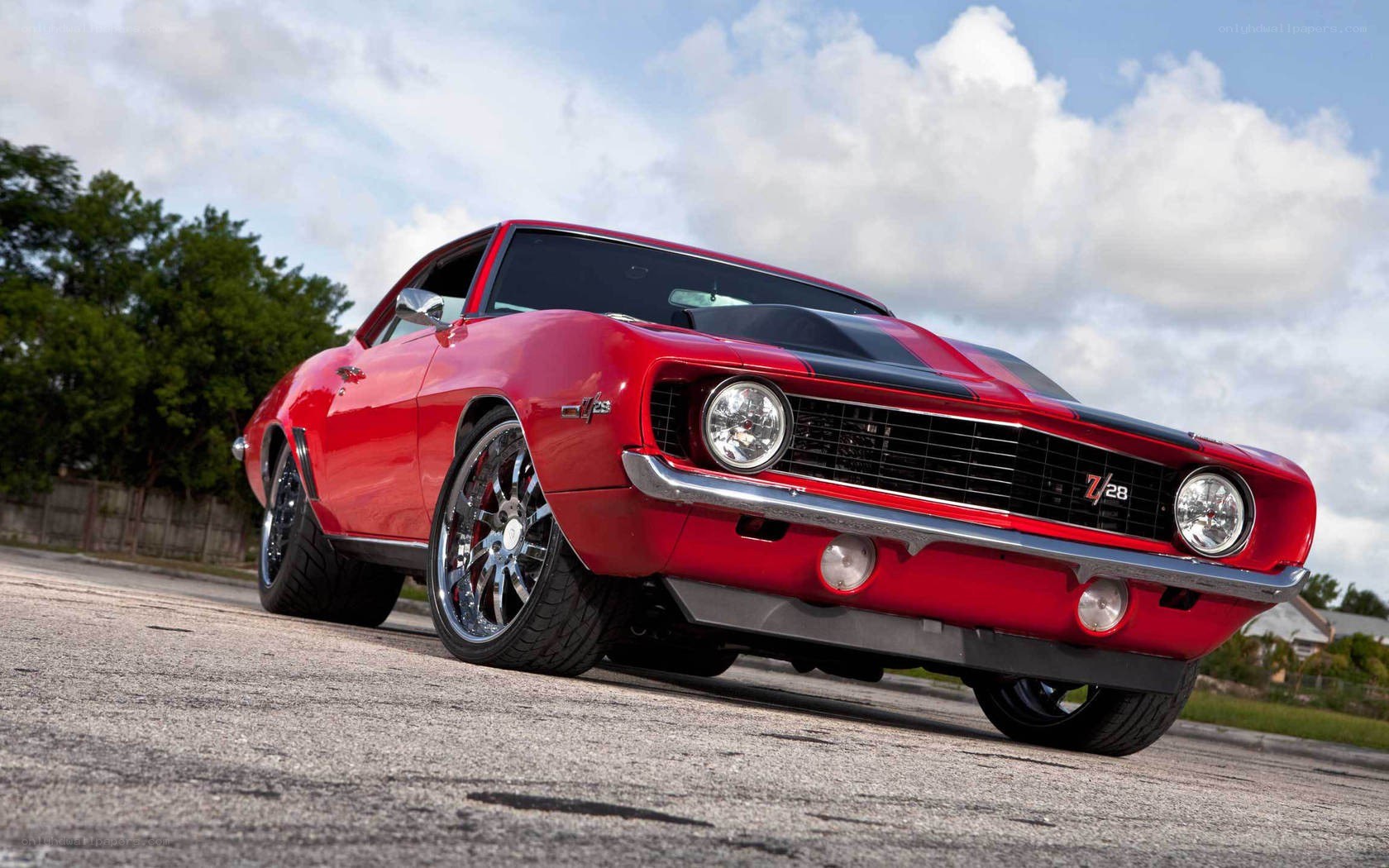 Red classic muscle car
