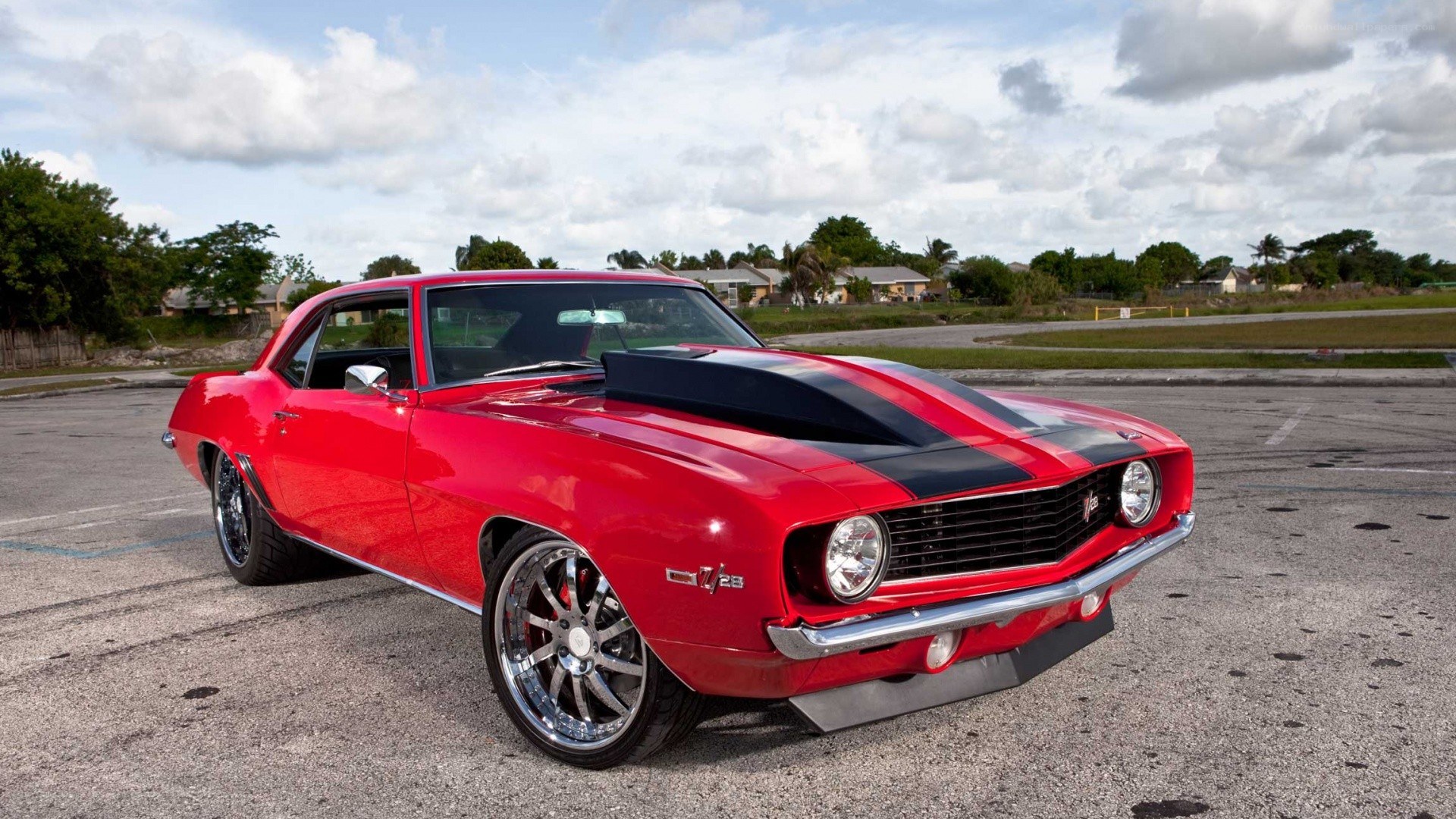 Red classic muscle car