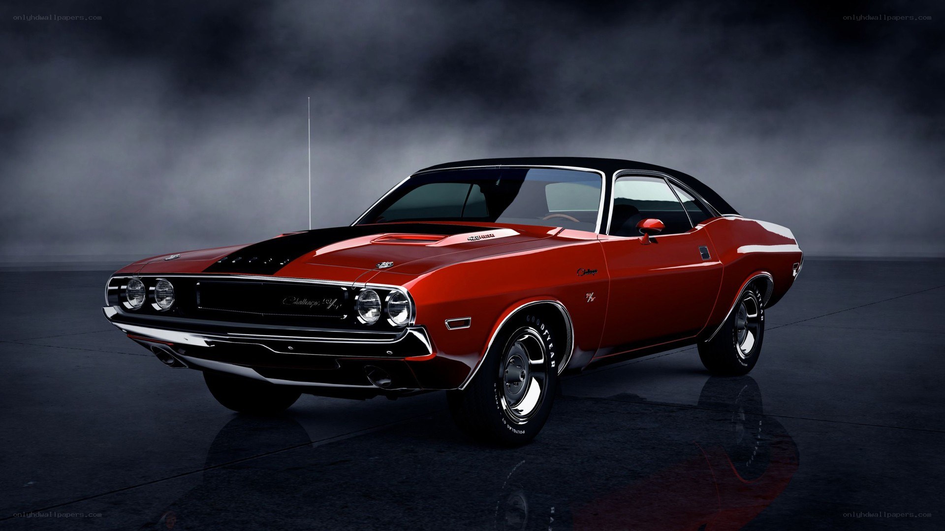 Red classic muscle car