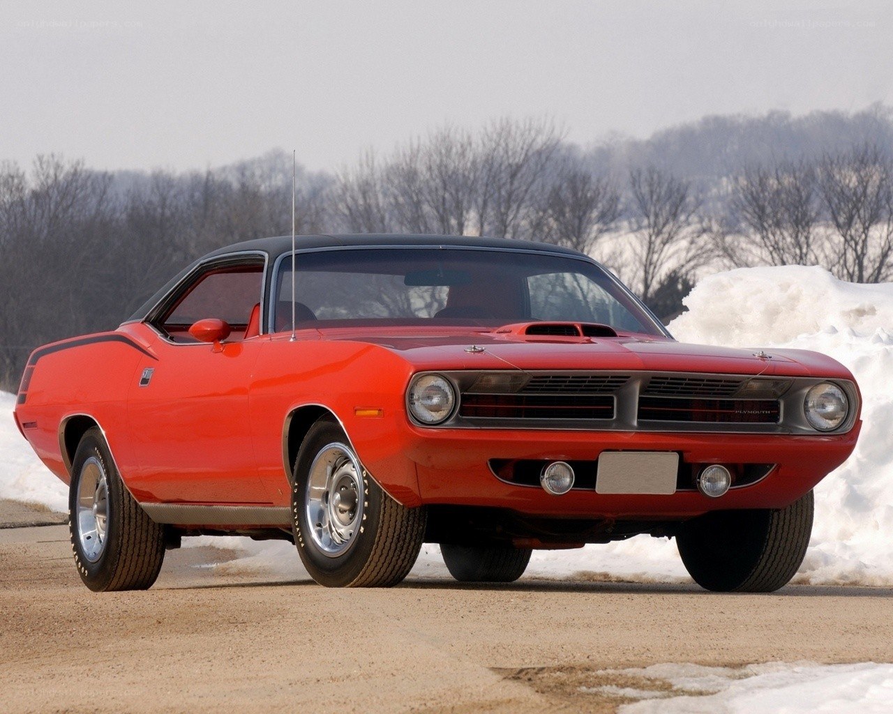 Red classic muscle car