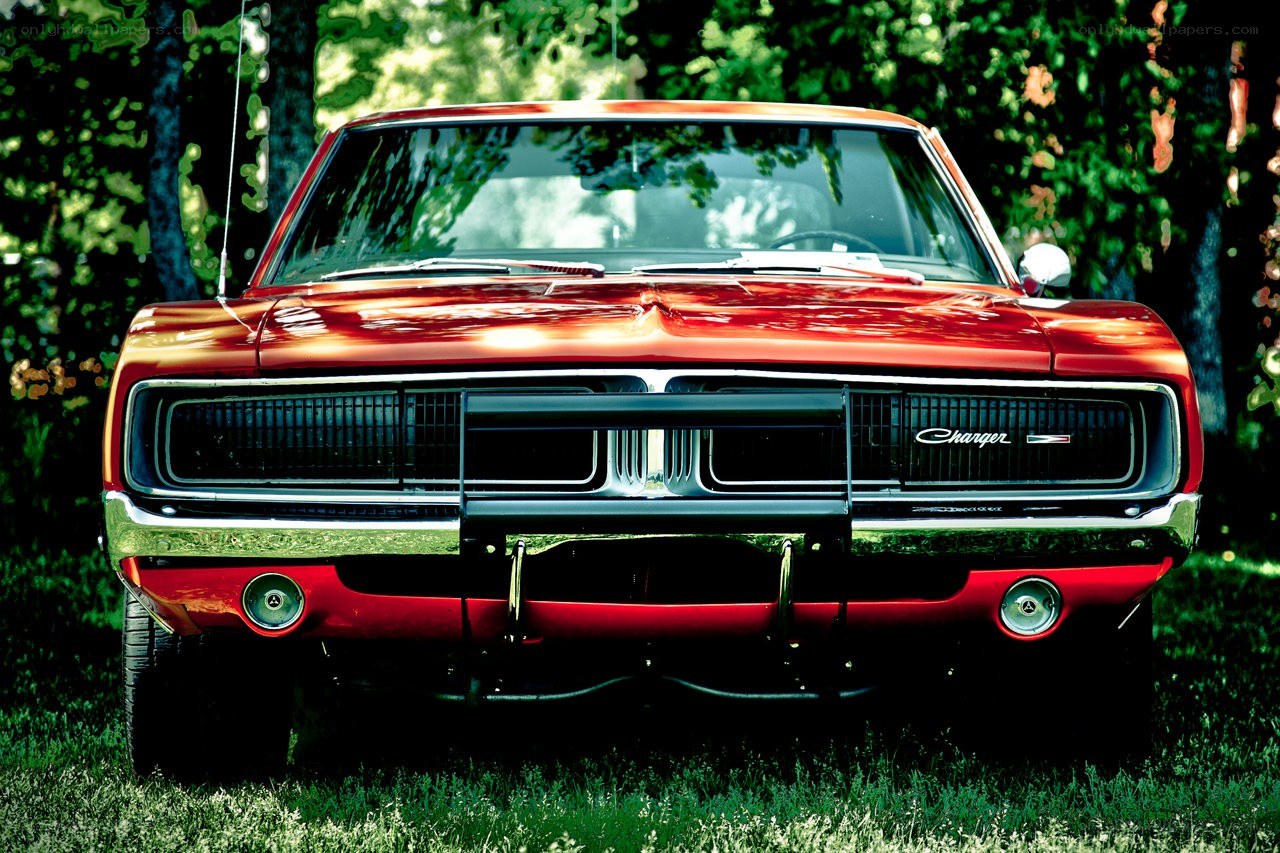 Red classic muscle car